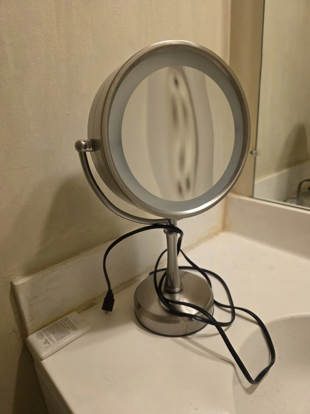 Brushed Nickel Lighted Makeup Mirror - Silver